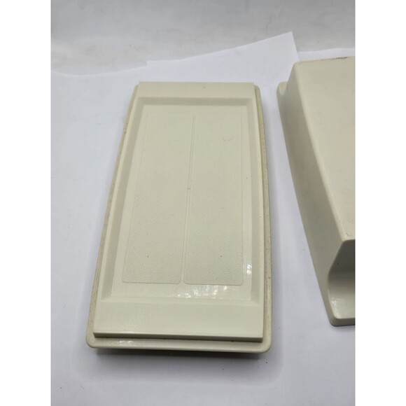 Vintage Tupperware Almond Double Stick Butter or Cream Cheese Keeper Dish w/ Lid - Picture 7 of 11